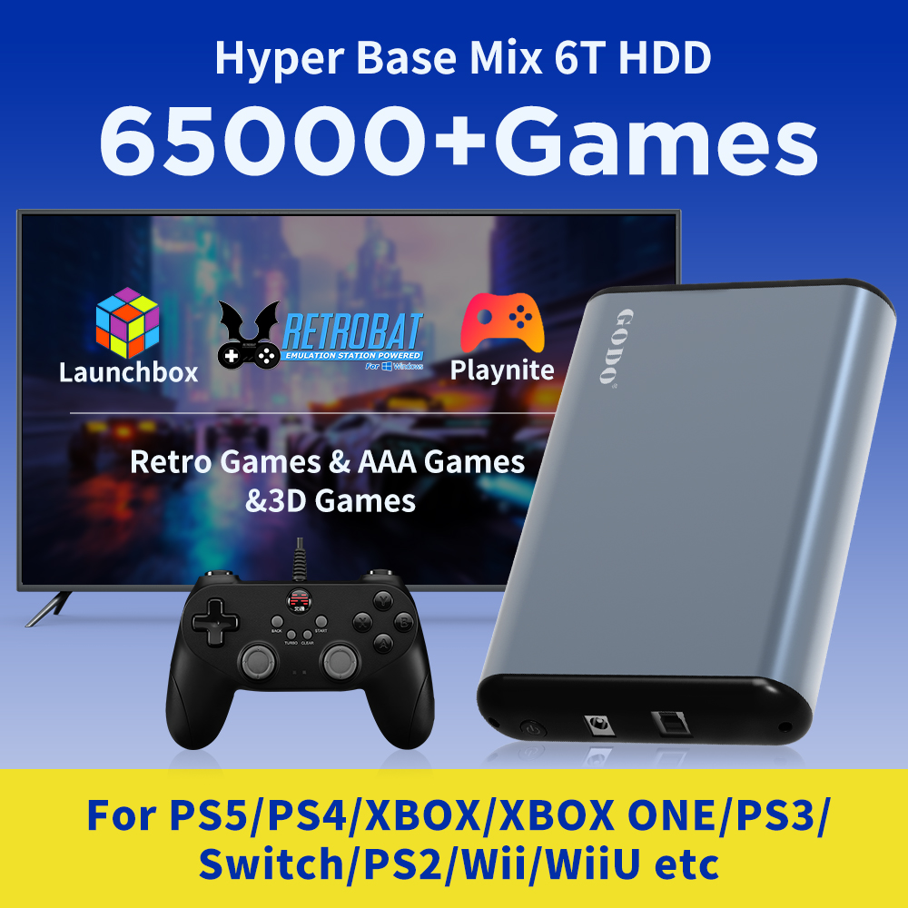 Retro Gaming Hdd - JMachen 6TB Portable Gaming HDD System