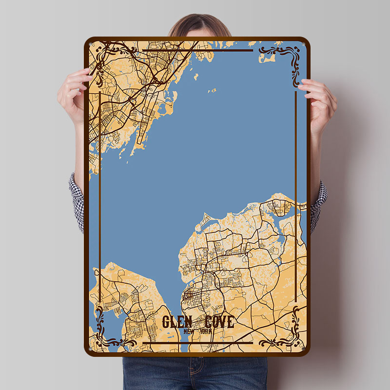 Retro Gaming York - Glen Cove New York Map Tinplate