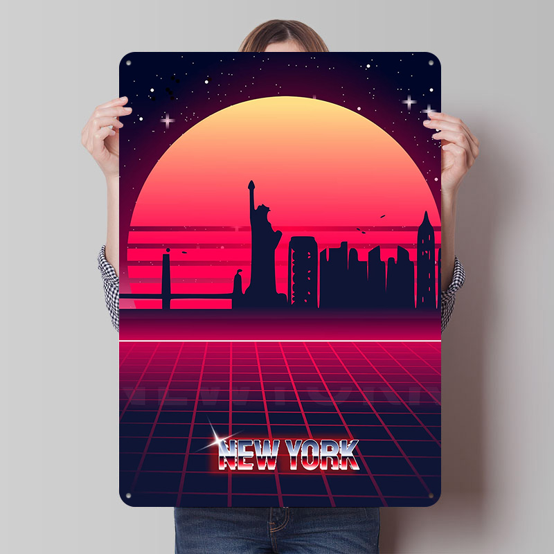 Retro Gaming York - New York Skyline Metal Poster Custom