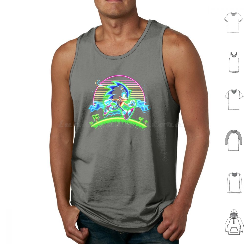 Retro Gaming Icons - Neon Tank Tops Print Cotton The