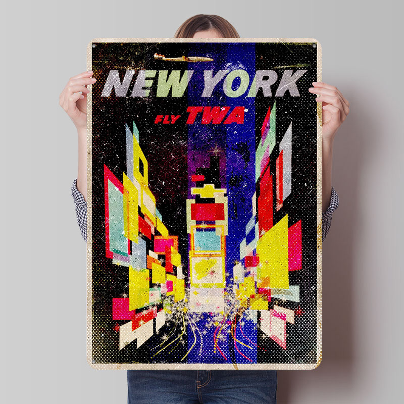 Retro Gaming York - New York Fly TWA Tinplate Posters