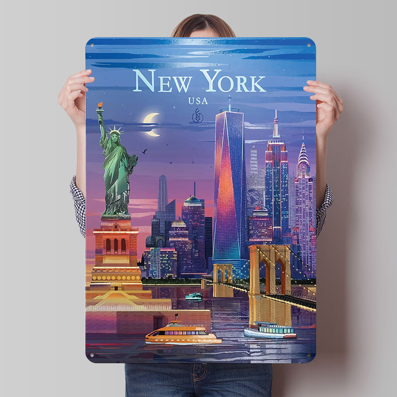 New York City Skyline Tin Post - đánh giá và giá Retro Gaming York