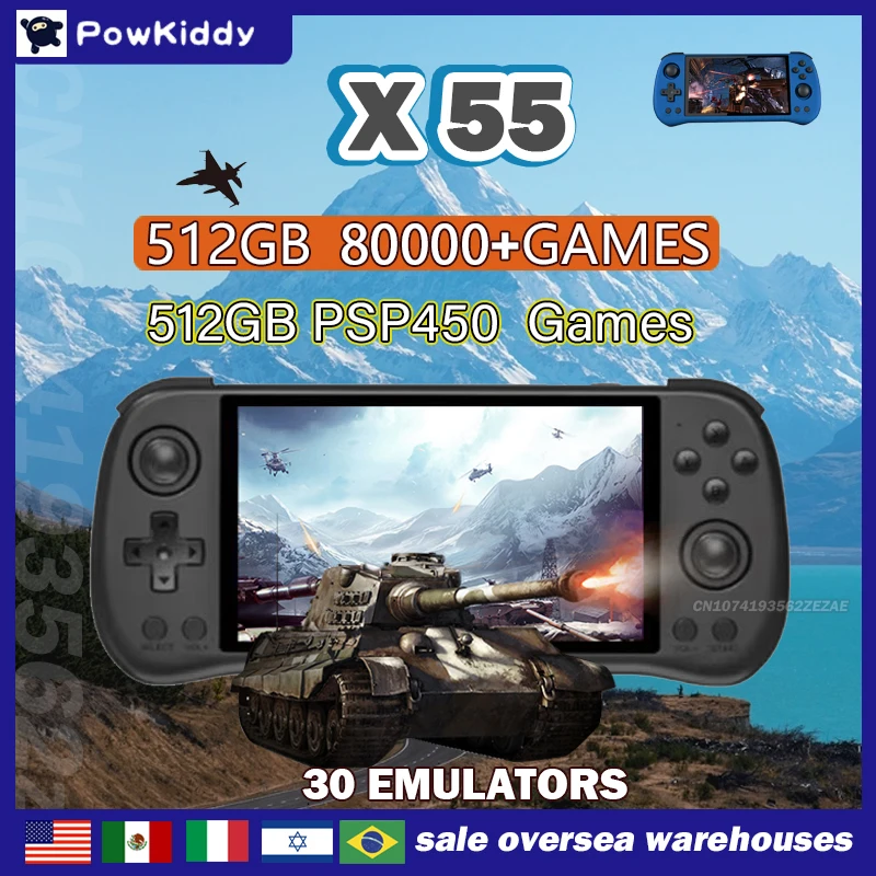 80000Games 512G POWKIDDY X55 5 - đánh giá và giá Retro Gaming Mobile