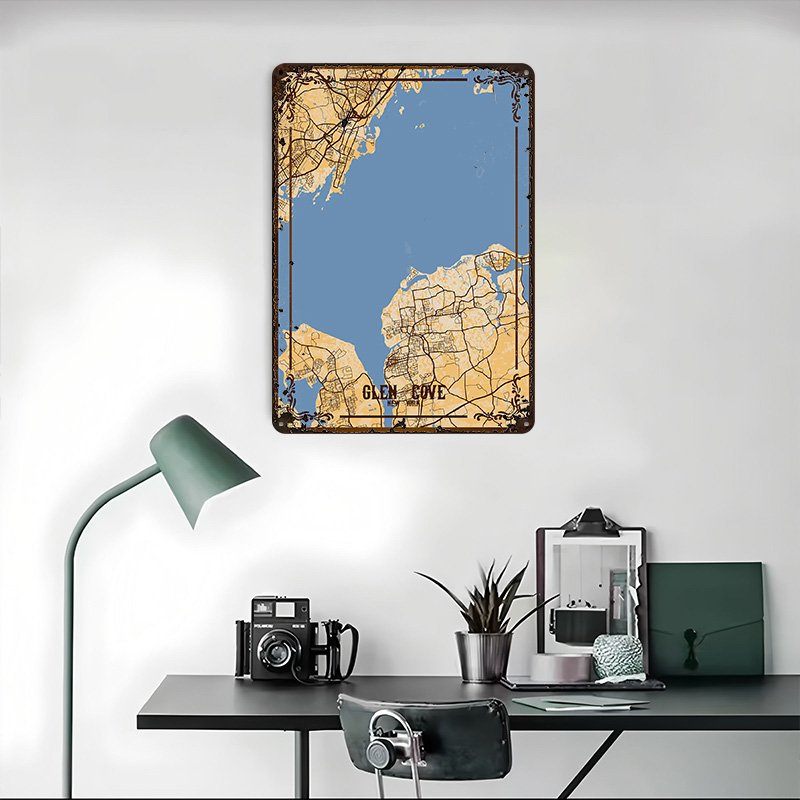 Glen Cove New York Map Tinplat - đánh giá và giá Retro Gaming York