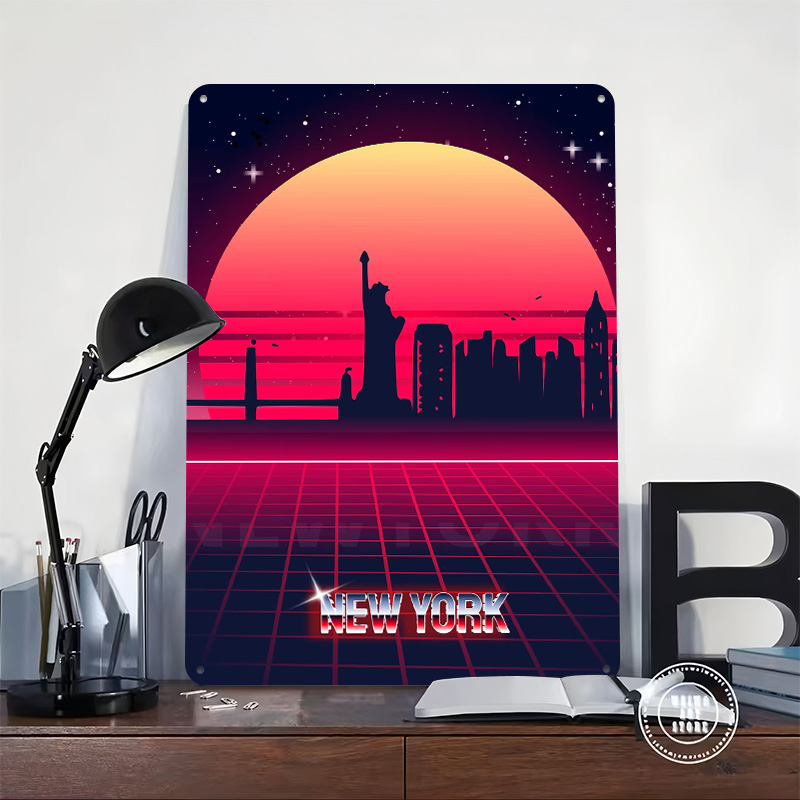 New York Skyline Metal Poster  - đánh giá và giá Retro Gaming York